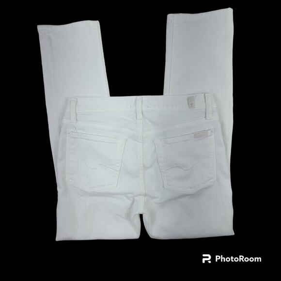 7 For All Mankind Josefina Distressed White Ankle Skinny Jeans SZ 26 - Picture 4 of 16